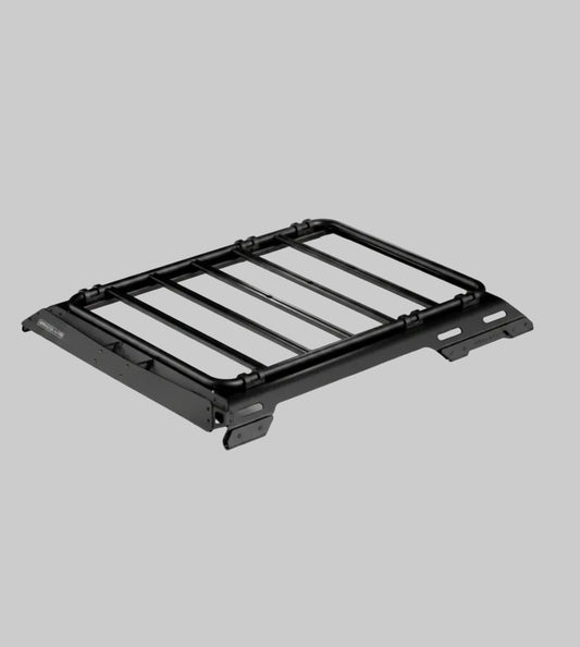 Black metal roof rack on a white background